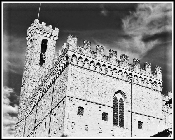 a black and white photo of a church