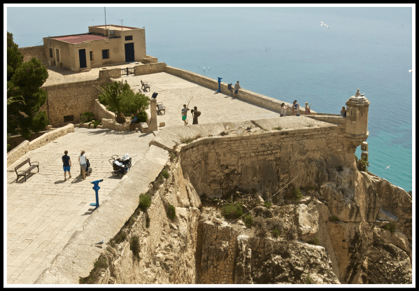 Alicante 5.png A view overlooking parts of te path quite a long way down from the top of the castle