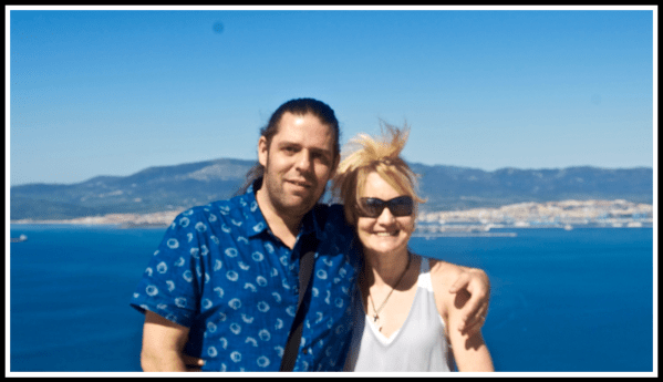Me & Sarah.png Me and Sarah stood on top of the rock of Gibraltar in the hot sunshine with the sea behind us