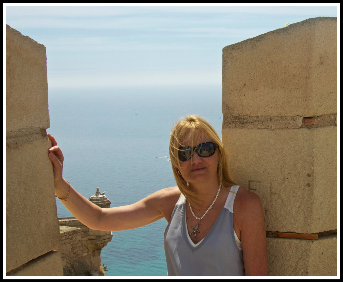 Sarah sitting at the top of the castle
