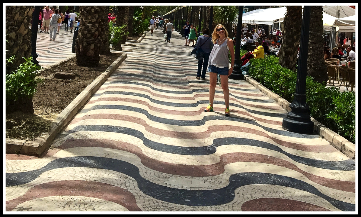 Sarah on the Alicante palm tree art path