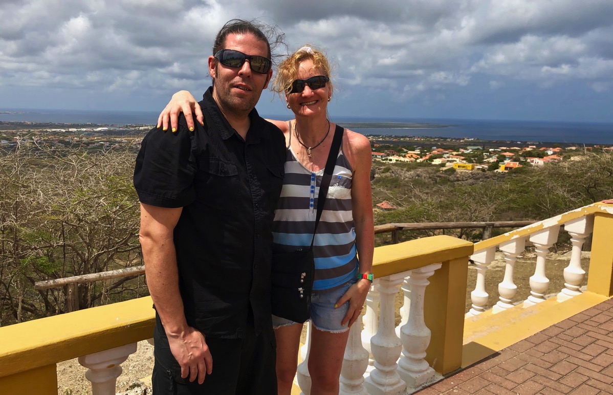 Sarah & i overlooking the island of Bonaire